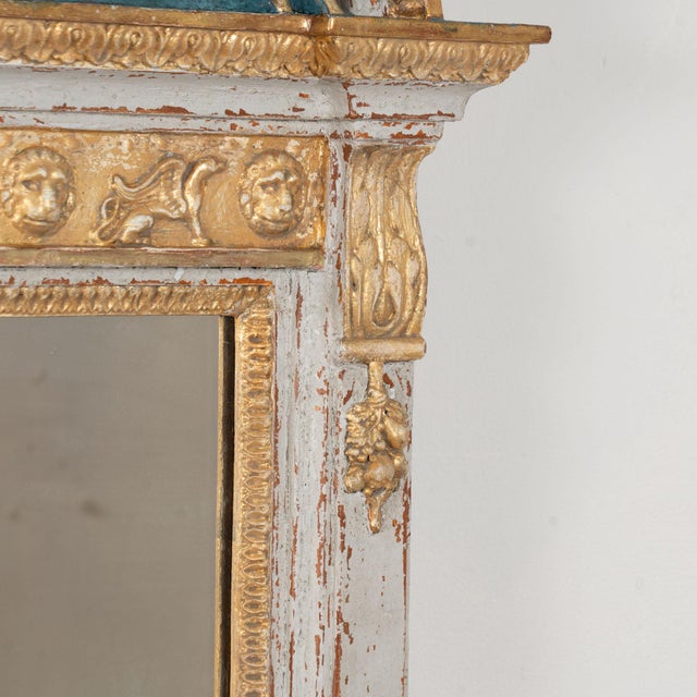 Gray 19th Century Swedish Gold Gilt Trumeau Mirror With Griffins and Lion Heads For Sale - Image 8 of 12