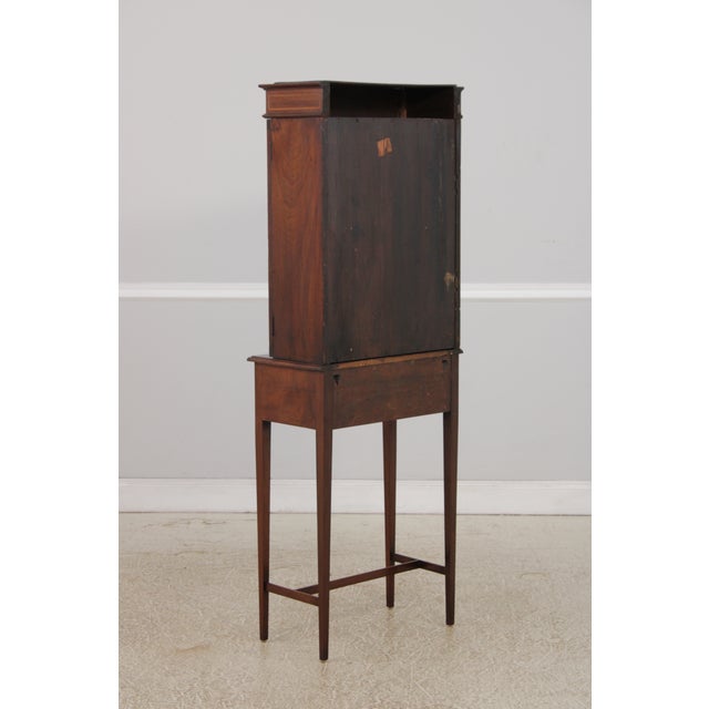 Antique Edwardian 2 Drawer Inlaid Mahogany Curio Cabinet For Sale - Image 17 of 17