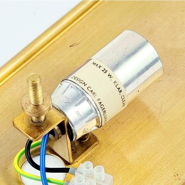 1960s Mid-Century Modern Scandinavian Glass and Brass Sconce by Carl Fagerlund for Orrefors, Sweden For Sale - Image 10 of 11