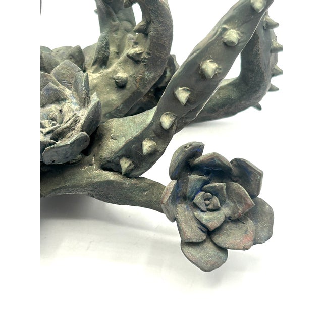 Vintage Bronze Sculpture of Blooming Succulent For Sale - Image 10 of 18