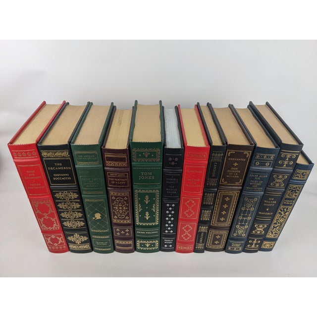 English 12-Book Franklin Library & Franklin Mystery Decorative Collection – Red, Green, Blue & Gold For Sale - Image 3 of 14