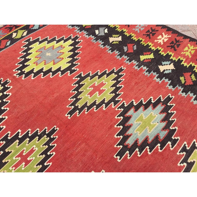 1960s Vintage Turkish Kilim Rug - 89" X 110" For Sale - Image 5 of 10