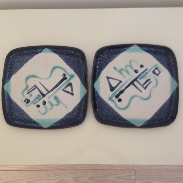 Modern Glidden Ceramic Painted Dinner Plates - A Pair For Sale - Image 3 of 4