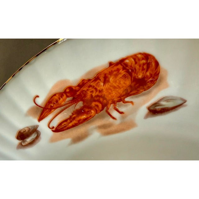 Nautical Porcelain Seafood Platter, Chop Plate With Lobster & Shellfish From Poland’s Wawel Fine China, Scalloped Gold Edge, Circa Mid-20th Century For Sale - Image 9 of 12
