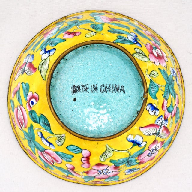 Chinese Yellow Enameled Bowl 1930's For Sale - Image 9 of 9