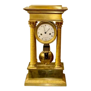 19th Century French Empire Gilt Bronze Mantle Clock