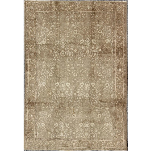 Antique Turkish Oushak Rug With All-Over Botanical Pattern in Taupe and Neutrals For Sale In Atlanta - Image 6 of 6