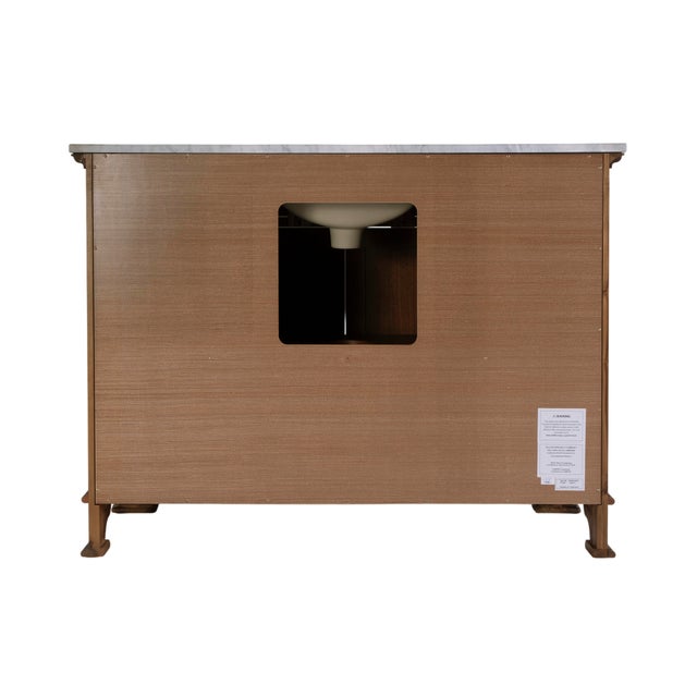 Wood Colorado 48 in. W Wood & Marble Single Sink Bathroom Vanity, Natural Walnut For Sale - Image 7 of 9