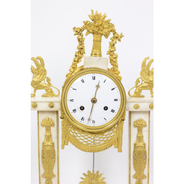 Gold Directoire Period Portico Clock For Sale - Image 8 of 13