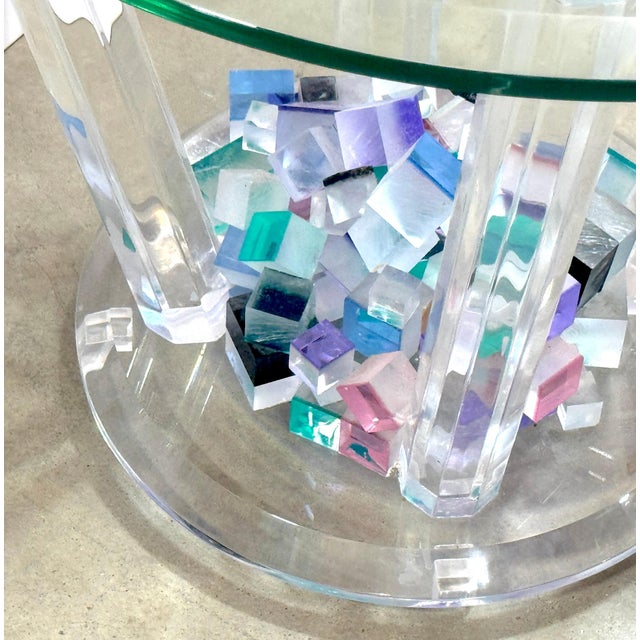 Will Grant Post-Modern Lucite Table with Stacked Color Cubes & Beveled Glass For Sale - Image 11 of 13