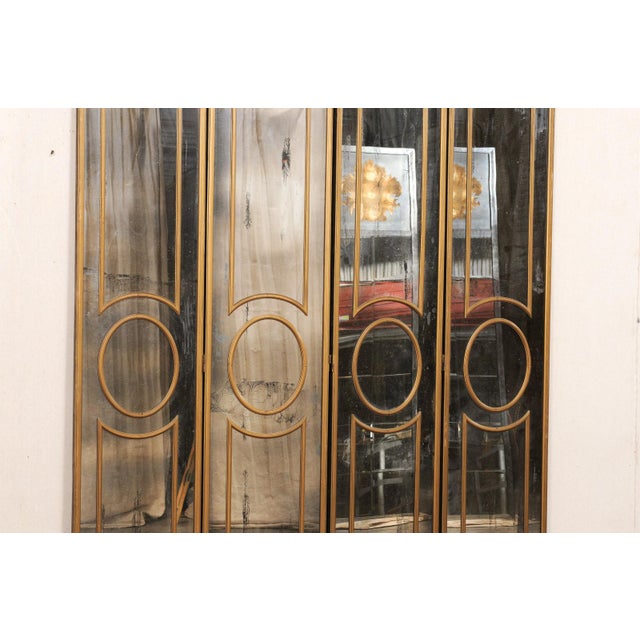 Wood Mid 20th Century Antiqued Glass Folding Screen For Sale - Image 7 of 14