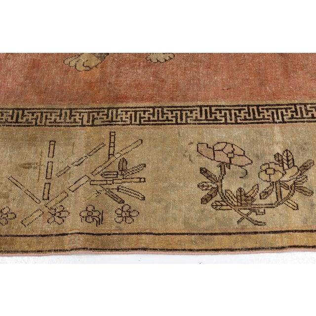 19th Century Antique Samarkand Khotan Rug With Foo Dogs & Auspicious Symbols For Sale - Image 4 of 11