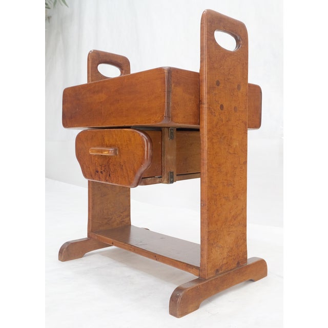 Unusual Solid Colonial Maple Gallery Top Side End Table One Drawer MINT For Sale - Image 15 of 16