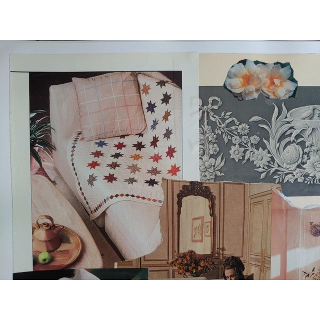 Elegant and cheeky this contemporary handmade paper collage is made using found vintage ephemeria. Signed L.Erhard....