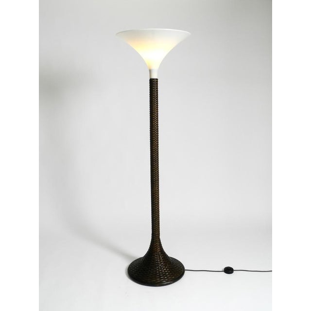 Pop Art Tulip Floor Lamp with Dark Brown Wicker Frame and Acrylic Glass Shade, 1970s For Sale - Image 4 of 18