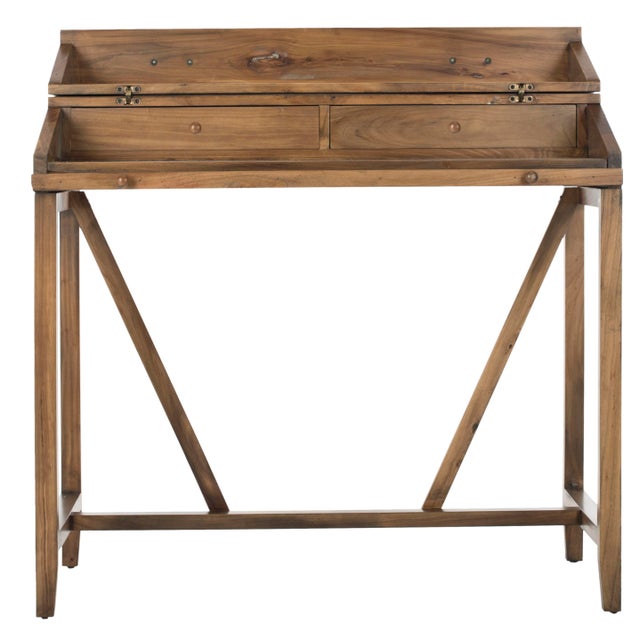 Wood Writing Desk & Pull Out in Oak For Sale - Image 7 of 7