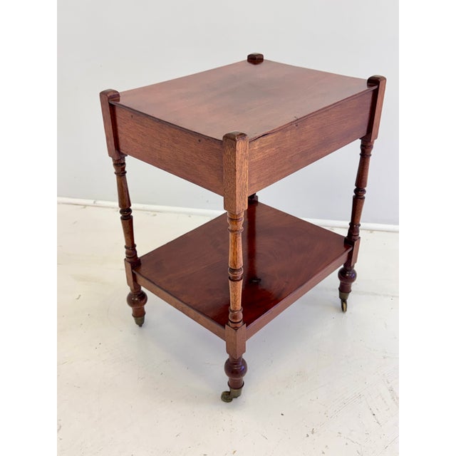 English Mahogany Two-Tier Georgian Style Side Table on Casters, Circa 1930s For Sale - Image 4 of 15