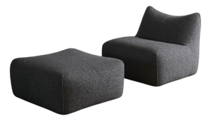Set of Le Bambole Lounge Chair and Ottoman in Bouclé by Mario Bellini for B&B Italia, 1970s