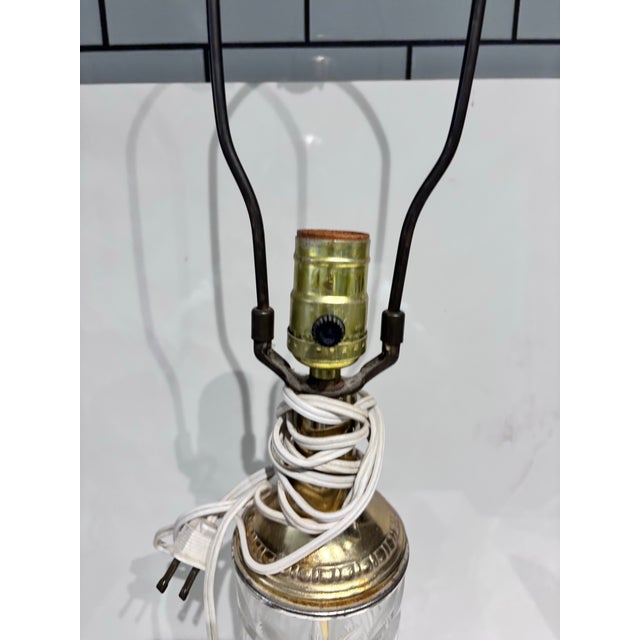 Vintage Dresden Victorian Cut Crystal Glass Flower Brass Table Lamps For Sale In Miami - Image 6 of 12