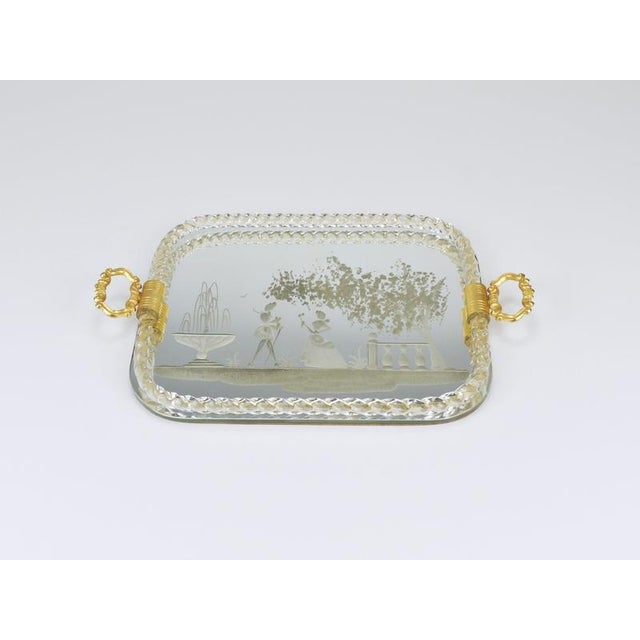 Swirl Murano Glass Mirror Serving Tray from Ercole Barovier, Venice, 1940s For Sale - Image 6 of 16