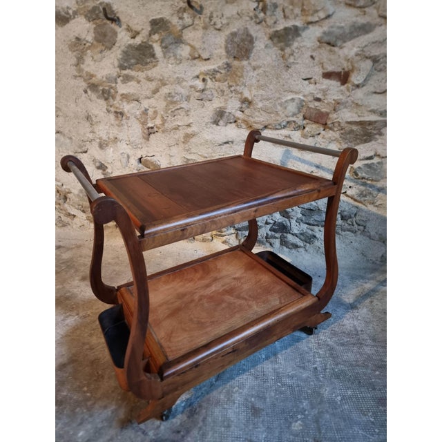 Mid-Century French Walnut Serving Trolley with Casters, 1950s For Sale - Image 14 of 14