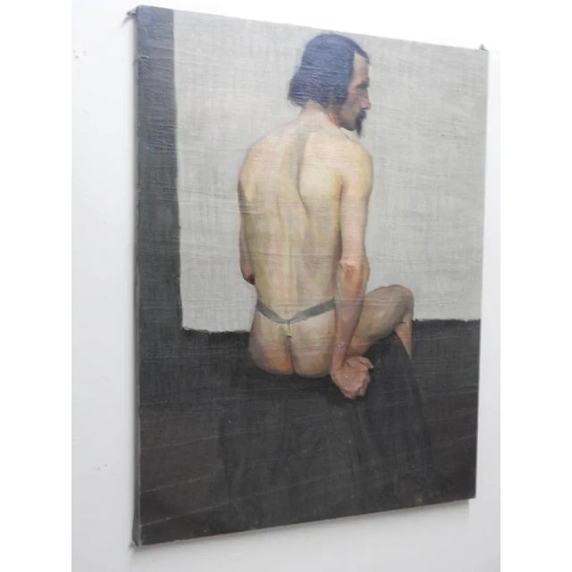 White 20th Century Robert Whitmore Oil Painting, "Male Model" For Sale - Image 8 of 12