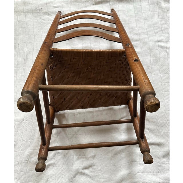 Antique Ladderback Chair With Low / Woven Seat For Sale - Image 9 of 12