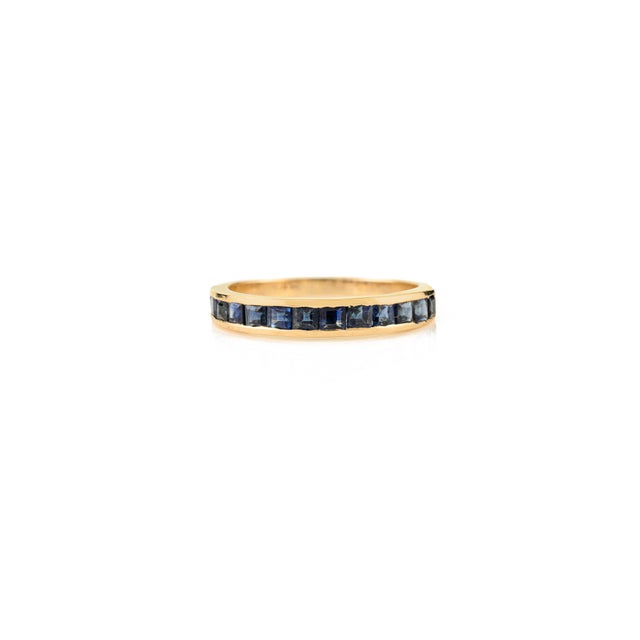 14k Gold 1.21 Ct Natural Blue Sapphire Channel Set Half Eternity Band Size 5.5 by VRJewels For Sale - Image 4 of 16