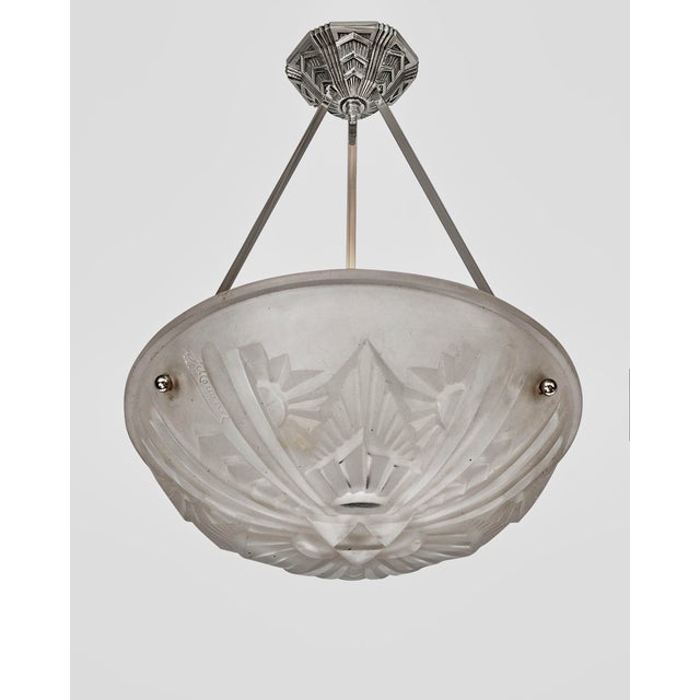 David Gueron Degue French Art Deco Pendant Light by Mouynet & Degue 1930 France - 2 Available For Sale - Image 4 of 10