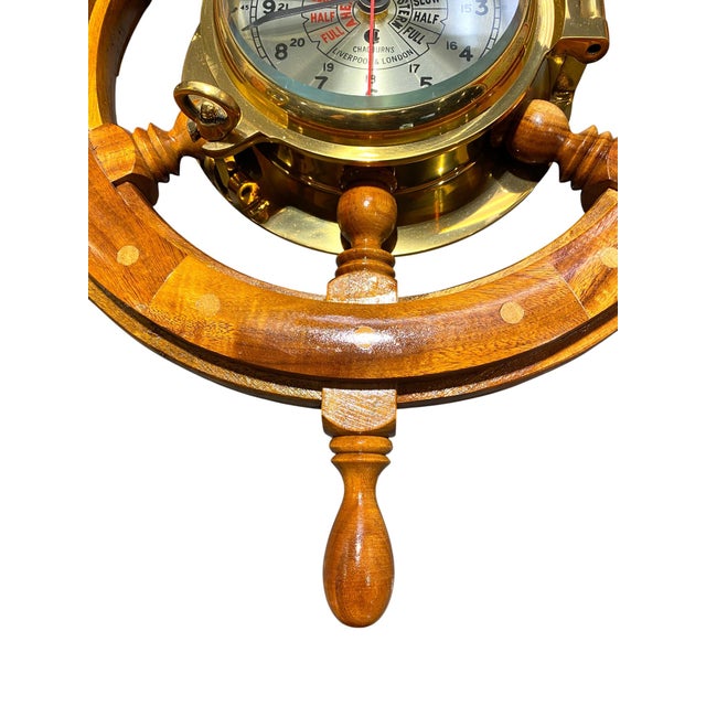 Chadburns Liverpool & London Maritime Ship’s Wheel Clock With Brass Engine Order Dial For Sale In San Francisco - Image 6 of 12