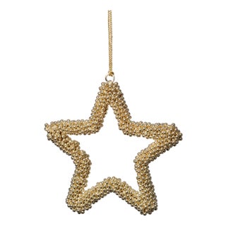 Golden Pearl Star Ornaments, Set of 12, 5" For Sale