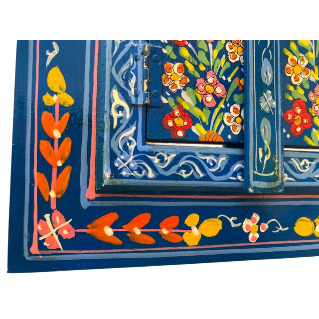 Hand-Painted Moroccan Mirror With Arched Window Design For Sale - Image 4 of 8