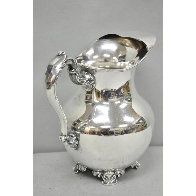 Vintage Poole Victorian Silver Plated Bulbous Footed Water Pitcher W/ Ice Lip For Sale - Image 11 of 14