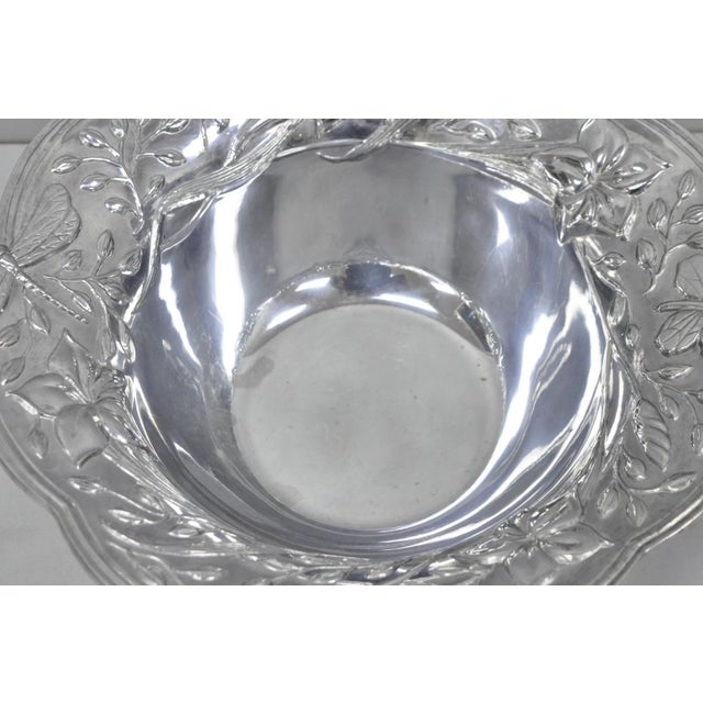 Vintage Lenox Dragonfly & Butterfly Meadow Art Nouveau Cast Aluminum Salad Bowl For Sale - Image 10 of 15