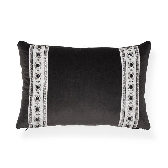Contemporary Schumacher Gainsborough Velvet Raven Pillow - 18ʺW × 12ʺH For Sale In New York - Image 6 of 7