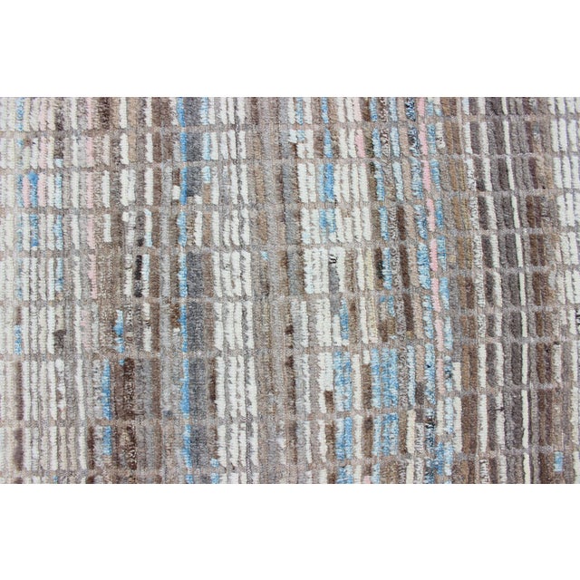 Modern Casual Rug With Hi-Low Design in Cream, White, Brown and Ice Blue 10'3 X 14'3 For Sale - Image 11 of 15