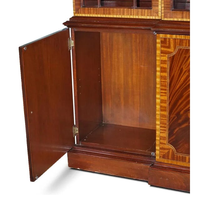 Blue Large Georgian Style Mahogany Breakfront Bookcase For Sale - Image 8 of 18