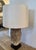Stylish Revelation Moonscape Table Lamp. Sculptural textured body, organic form with natural brown and white finish....