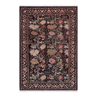 Shabby Chic Pak-Persian Black/Black Wool Rug - 3'2'' X 5'2'' For Sale