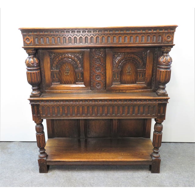 Kittinger Jacobean Feudal Oak Liquor Chairish