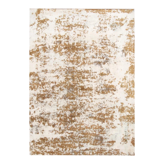 Goldenrod Vintage Distressed Handmade Wool Rug 8'2" X 11'2". For Sale