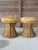 Mid 20th Century Vintage Coastal Handwoven Manila Rattan Console Table With Matching Ottomans-Set of Three For Sale - Image 5 of 12