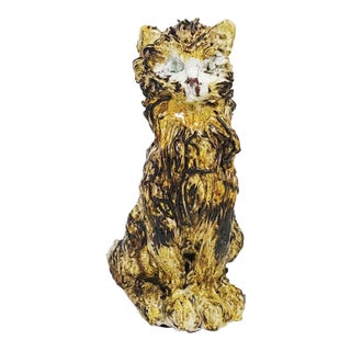 Mid Century Italian Glazed Terracotta Mischievous Kitty Sculpture For Sale