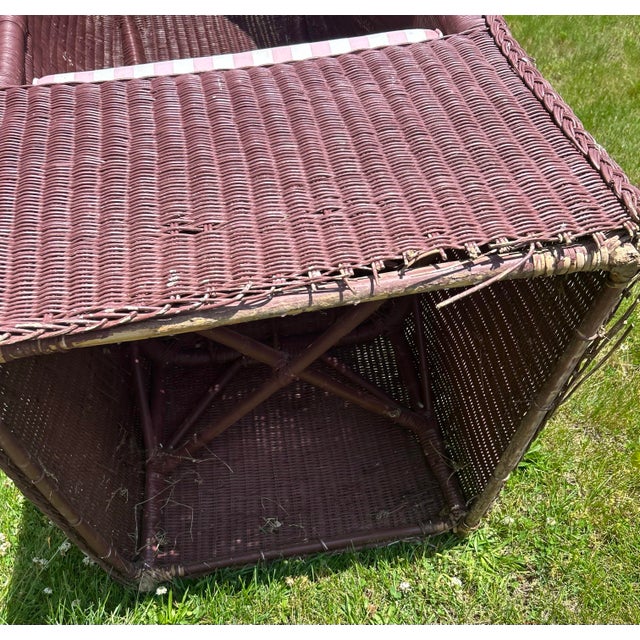 Vintage Boho Wicker Porter's Chair / Hooded Canopy Dome Chair For Sale - Image 9 of 9