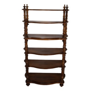 19th-Century French Walnut Bookshelf/Whatnot Display For Sale