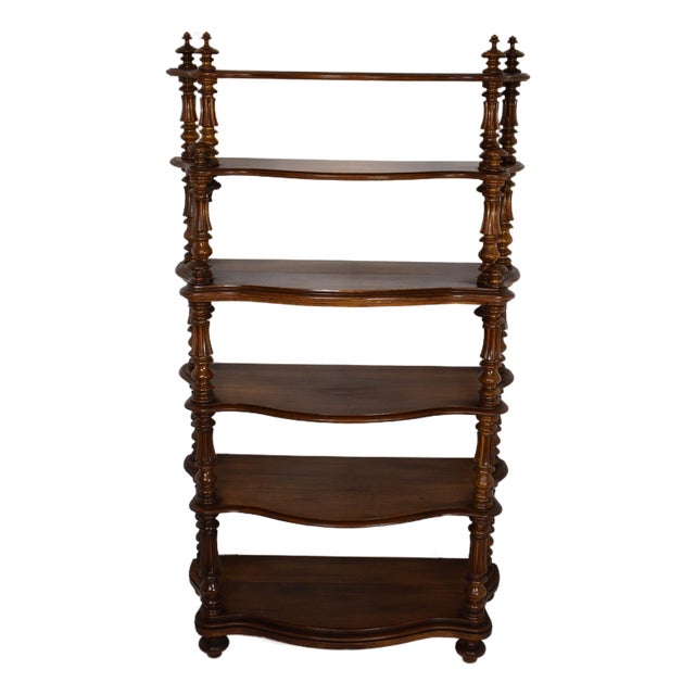 19th-Century French Walnut Bookshelf/Whatnot Display For Sale