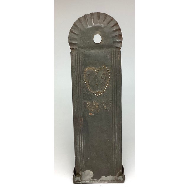18th Century Punched Tin Wall Sconce. Wonderful heart design with the initials RN in the center and dated 1793. It is in...