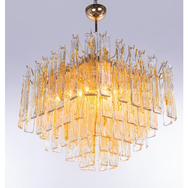 Large Amber Murano Glass 13 Light Chandelier Pendant Lamp, 1970s For Sale - Image 9 of 13