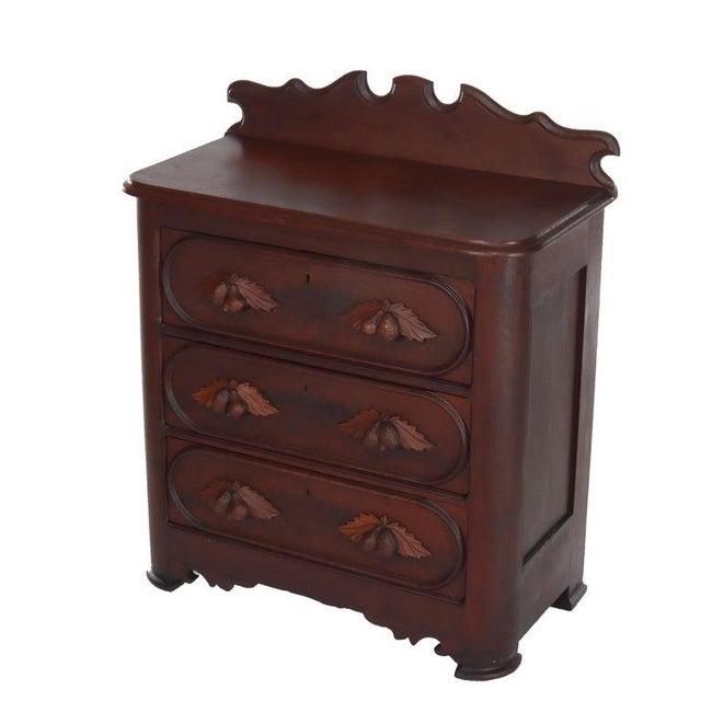 Antique Rococo Walnut 3 Drawer Commode With Back Splash & Carved Pulls C1890 Measures - 37 1/2" x 31 1/8" x 16 1/4" This...