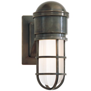 Chapman & Myers for Visual Comfort Signature Marine Wall Light in Bronze with White Glass For Sale